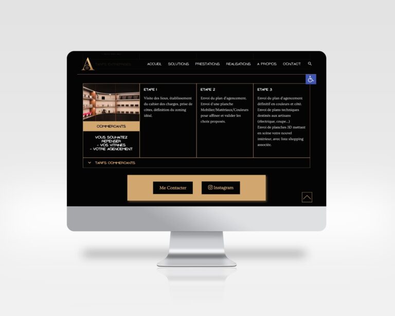 maquette de la page d'accueil du site internet de l'agence de design d'espaces Arango, créé par Studio Caleo en Corrèze (webdesigner freelance)